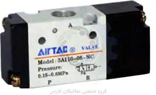 متالیکان فارس-شیر برقی پنوماتیک AIRTAC سری 3A100 (3.2 way)